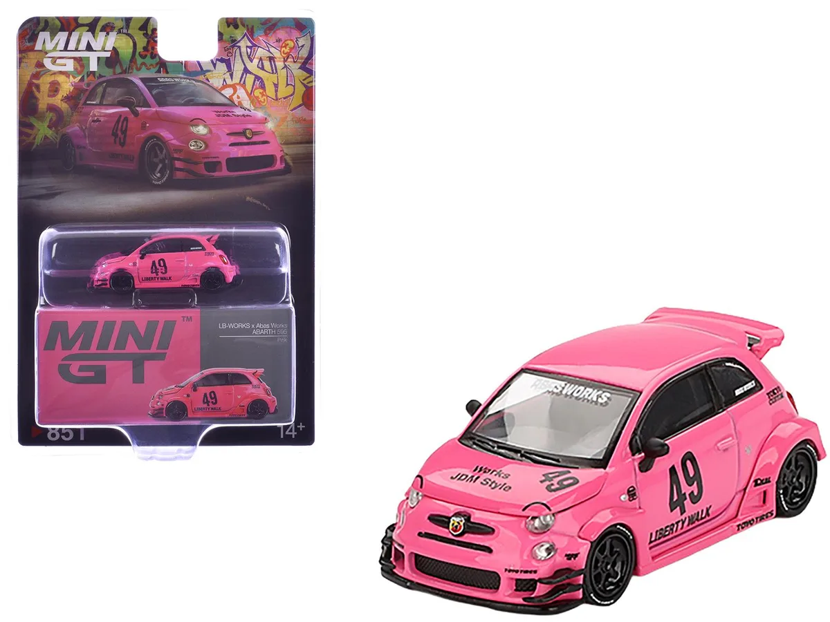 Mini GT Mini GT ABARTH 595 #49 LB-Works x Abas Works Pink Limited Edition 1/64 Diecast Hobby Collectible — product photo
