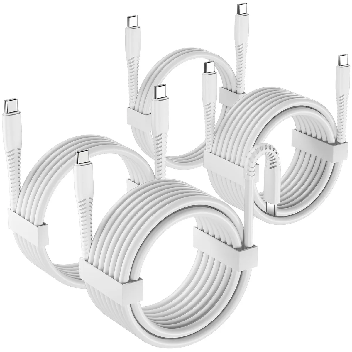  QZVOO Q2332w USB-C to USB-C Cable 4-Pack 3ft 6ft 10ft 10ft 60W White — product photo