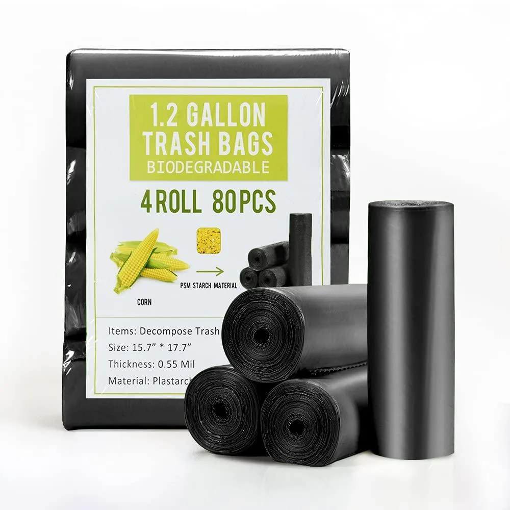 Jaoul 1.2 Gallon Plant Starch Trash Bags Black 80 Count — product photo