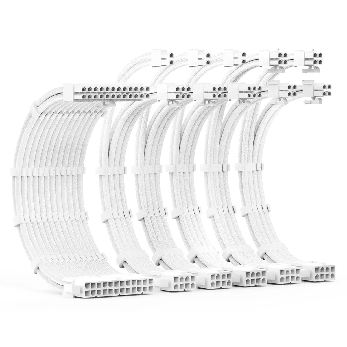 BUCIER BUCIER PSU Cable Extension Kit 30cm White 24-pin 2×8-pin EPS 3×8-pin PCIe 18AWG — product photo