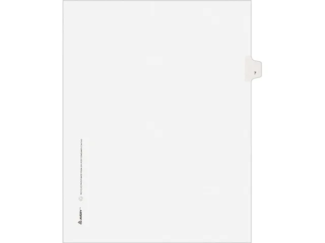 Avery Avery 82205 Allstate-Style Legal Side Tab Dividers, Title 7, White, 25 Pack — product photo