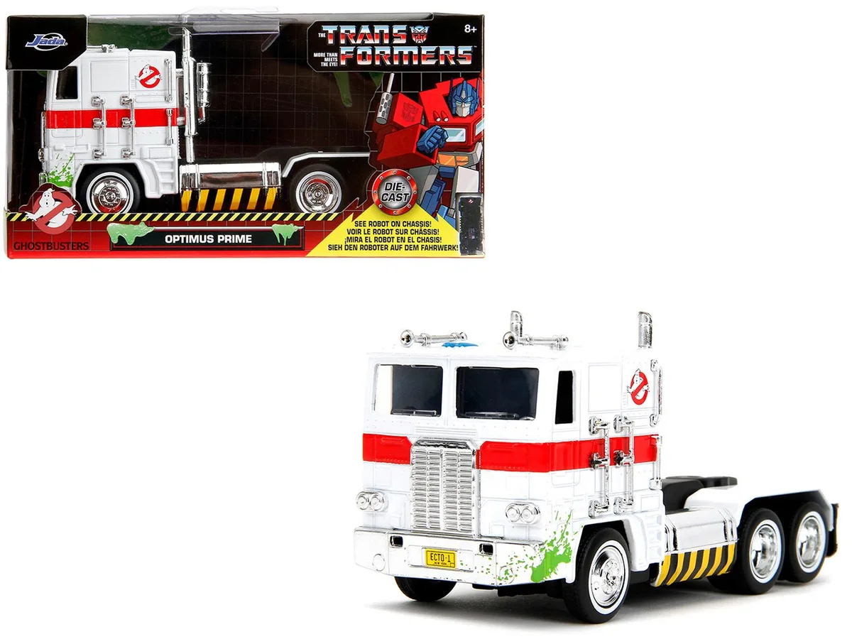 Jada Jada G1 Optimus Prime White Truck Ghostbusters Crossover Diecast 2.25in — product photo
