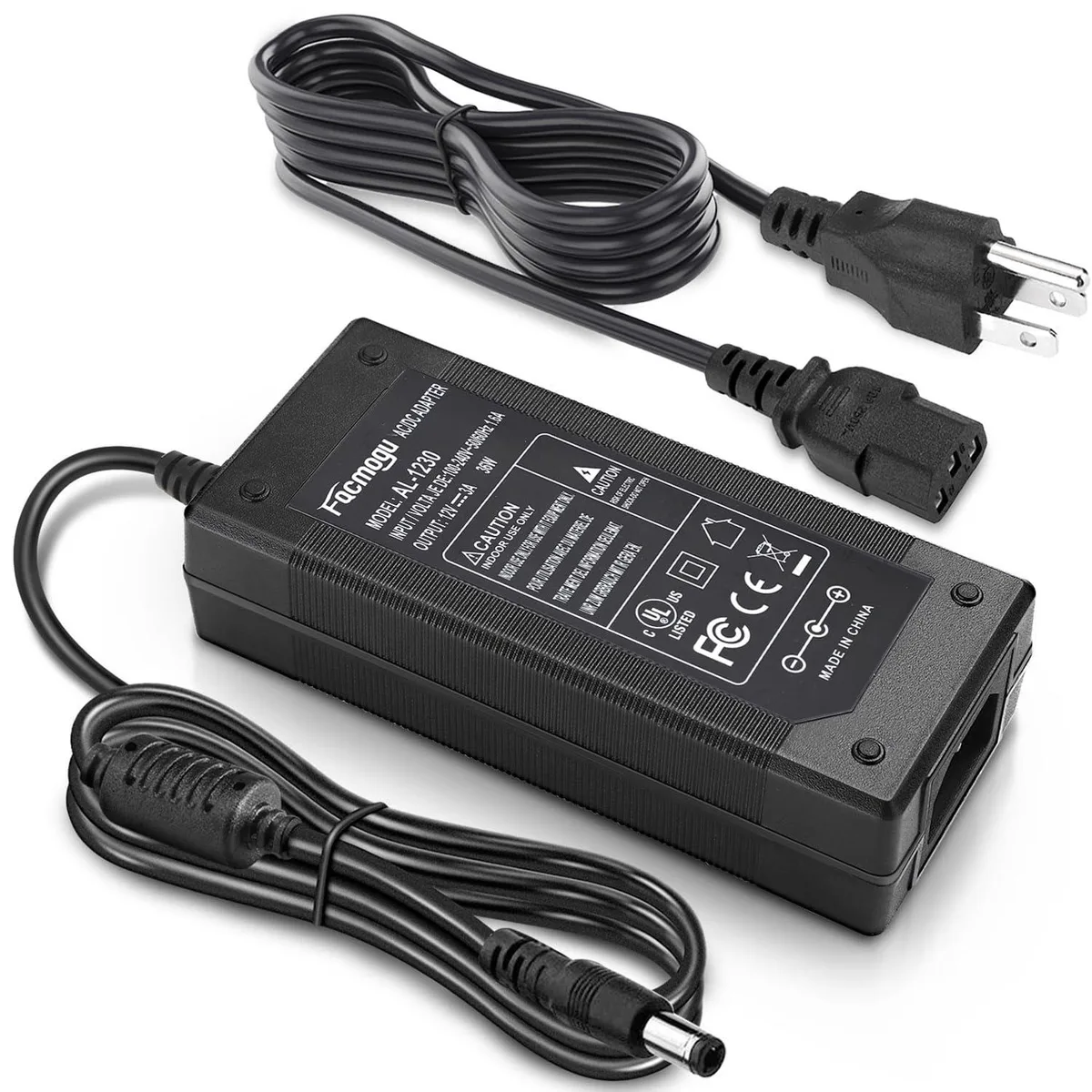  Facmogu AL-1230 12V 3A 36W power adapter — product photo
