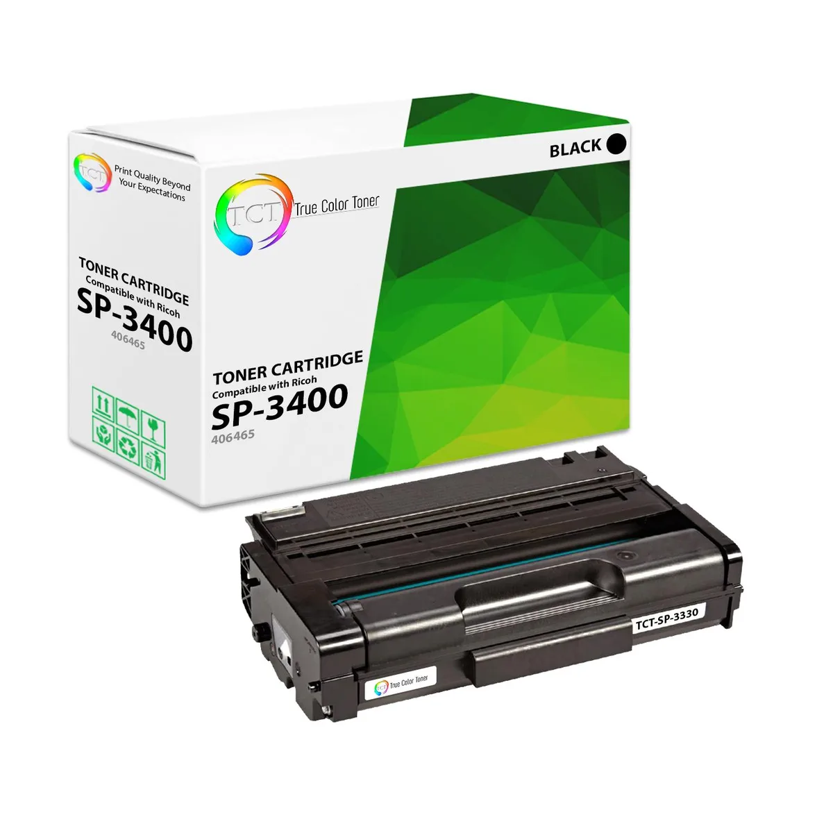 True Color Toner True Color Toner SP-3400 Black Toner Cartridge 5000 Pages 406465 406464 406522 — product photo