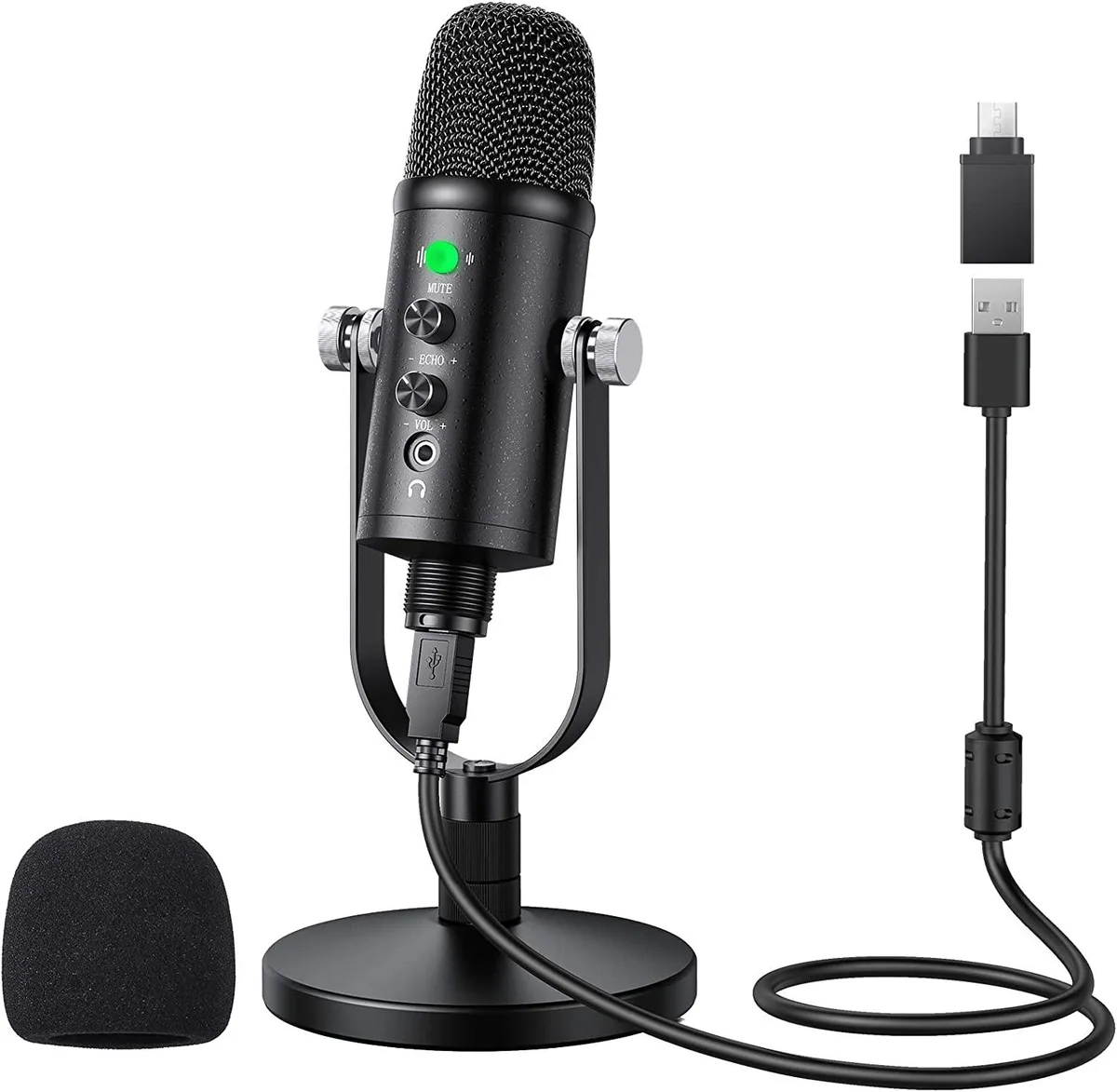 BONAEVER BONAEVER USB Cardioid Condenser Microphone with Round Support — product photo