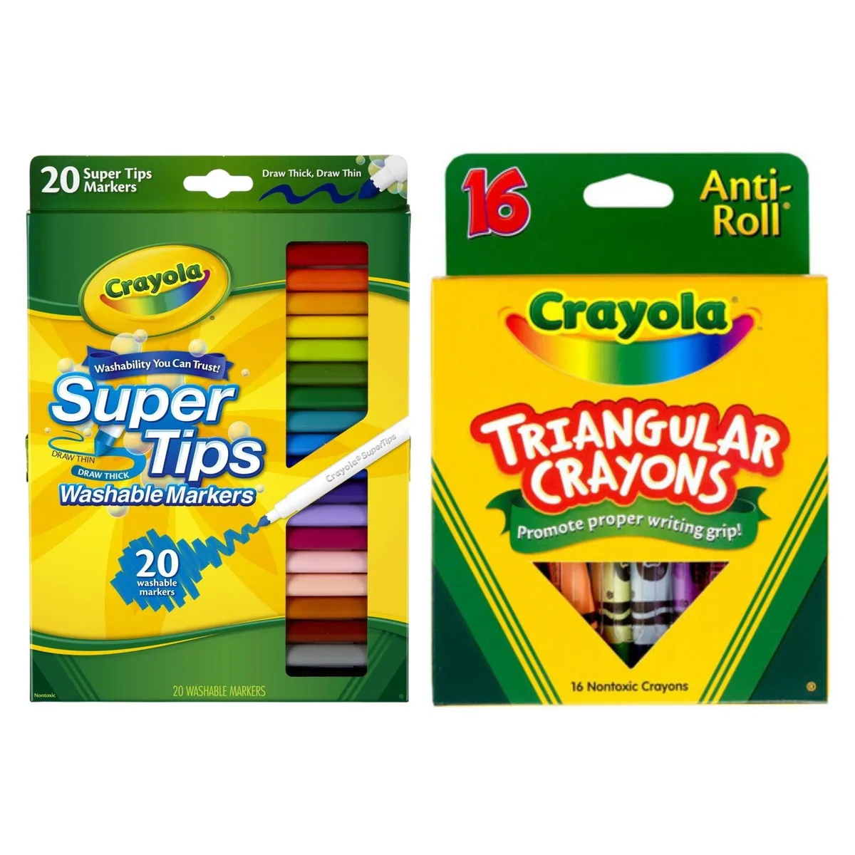 Crayola Crayola SP-53653504098622 Super Tips Markers 20ct + Triangular Crayons 16ct illustration — product photo