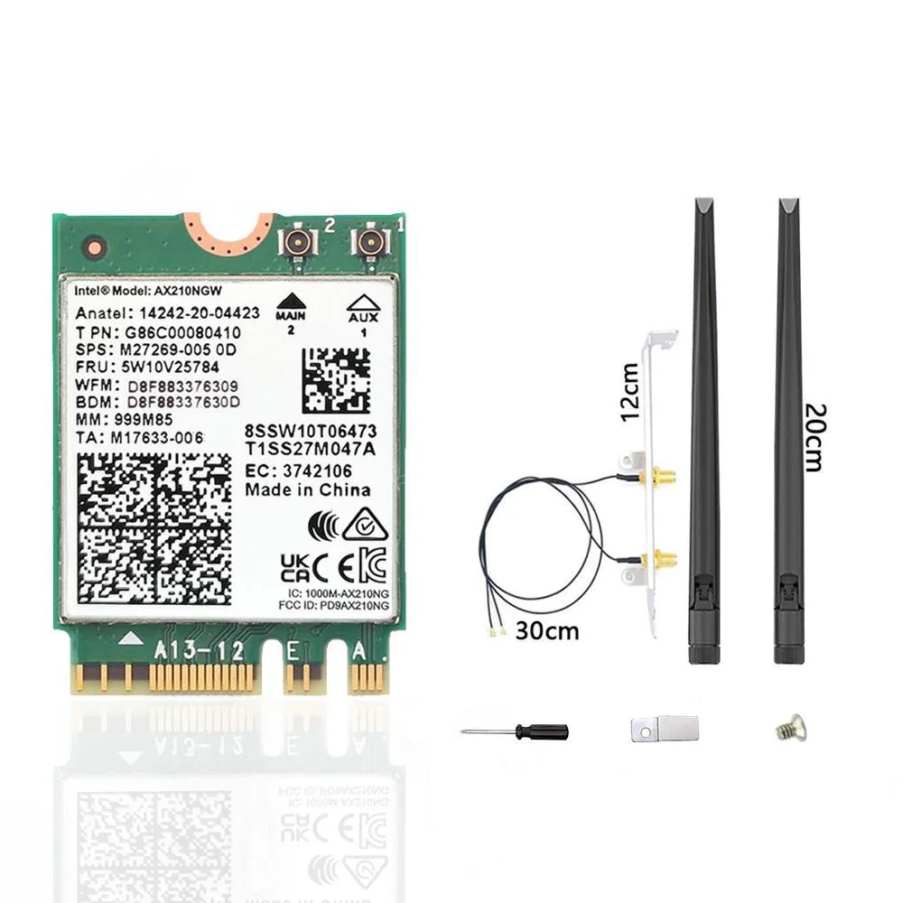 Corn Electronics Corn Electronics AX210 WiFi 6E M.2 Adapter with 8dBi Antennas — product photo