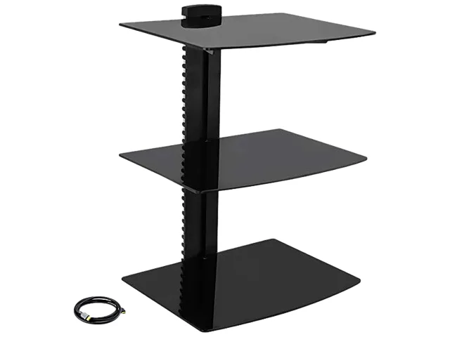 Megamounts Megamounts DVD-313-HDMI-BNDL-2 3 Shelf Tempered Glass TV Mount — product photo