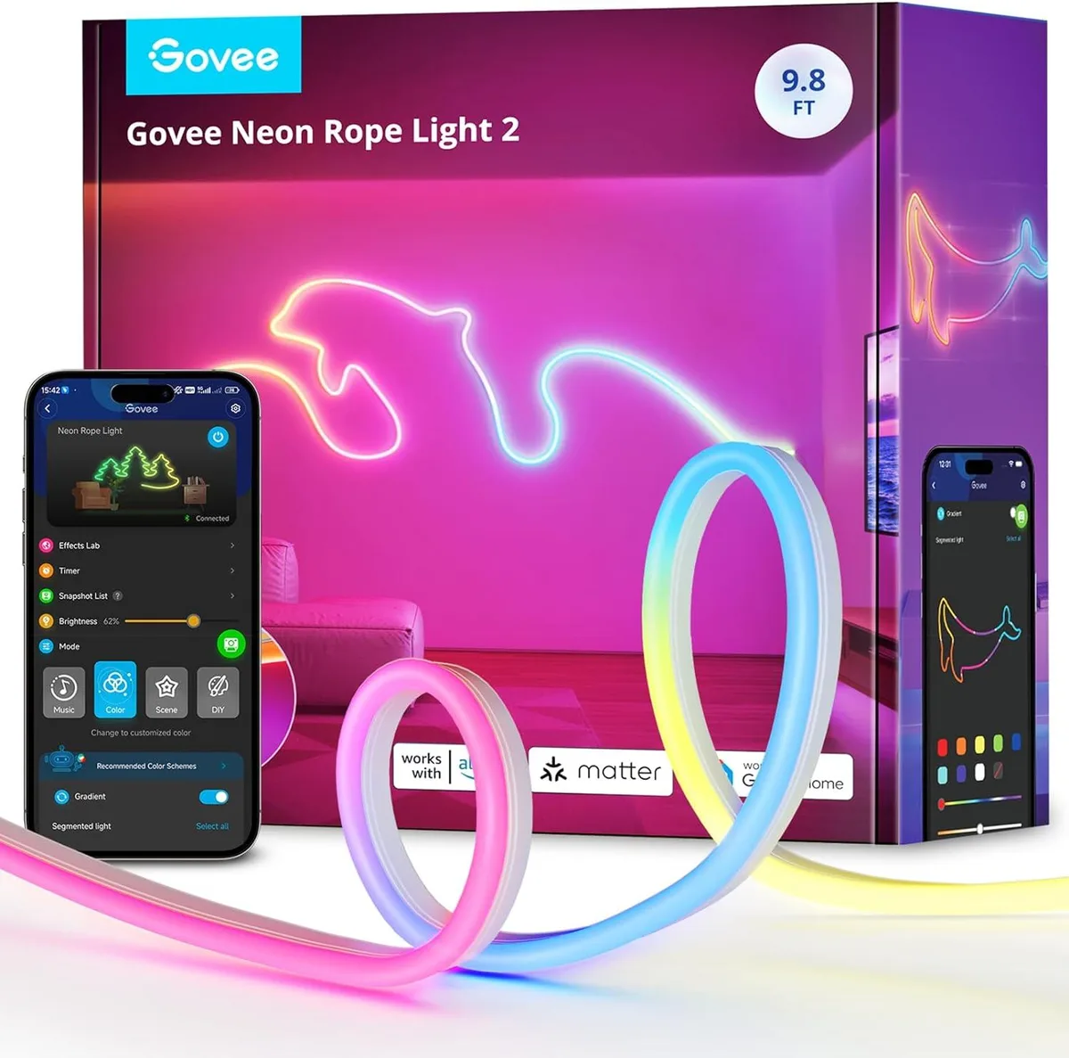 govee Govee Neon Lights 2 RGBIC rope light string light 9.8ft White — product photo