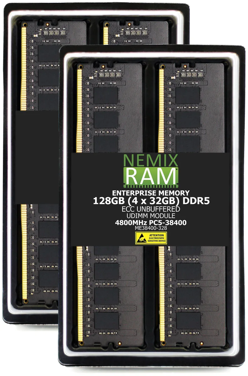 NEMIX RAM NEMIX RAM 128GB 4x32GB DDR5 4800 ECC UDIMM CL40 1.1V memory upgrade — product photo