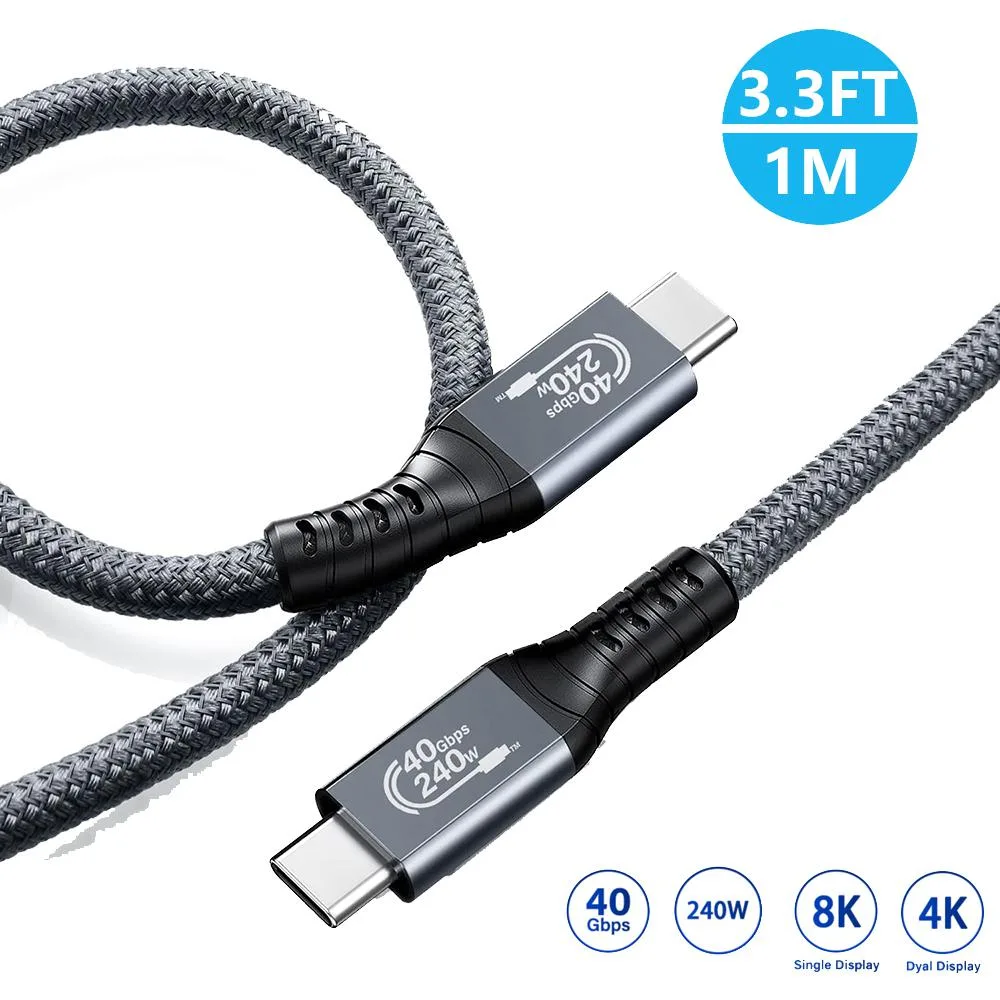 PENGQIAO PENGQIAO USB4 cable 1 m 240 W 40 Gbps 8K Thunderbolt 4/3 gray — product photo