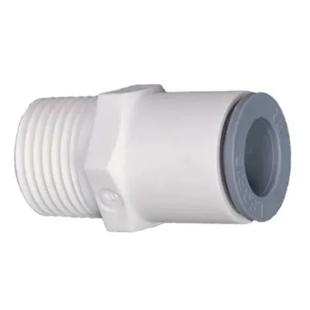 White bio-based nylon push-fit adapter fitting with threaded end