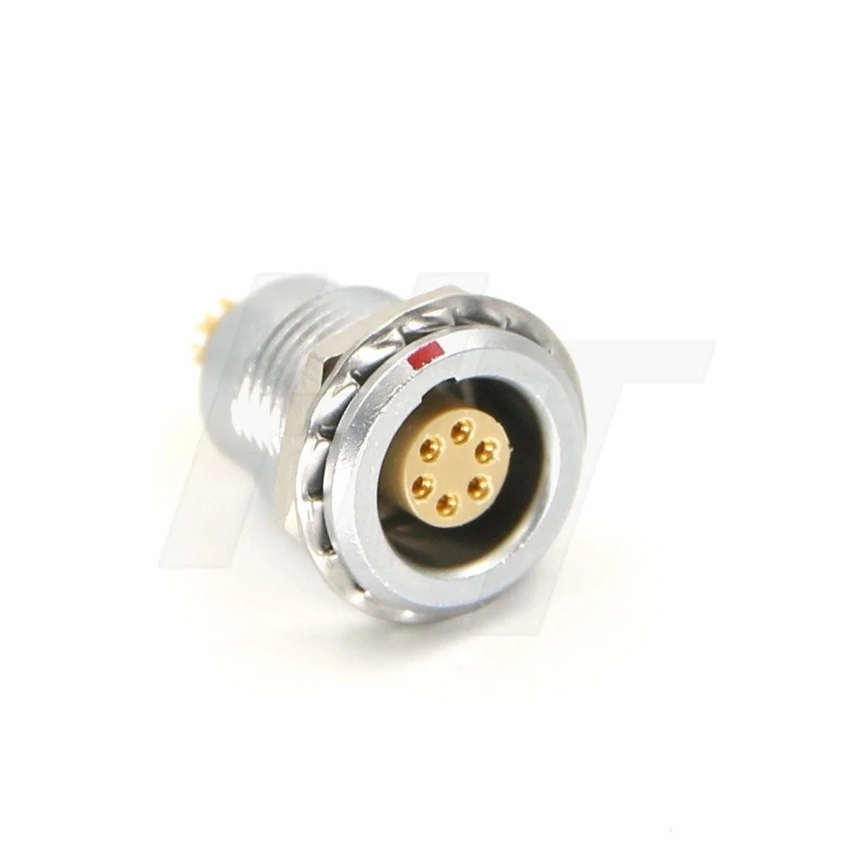 Circular metal 6-pin female panel-mount push-pull connector with self-locking collar