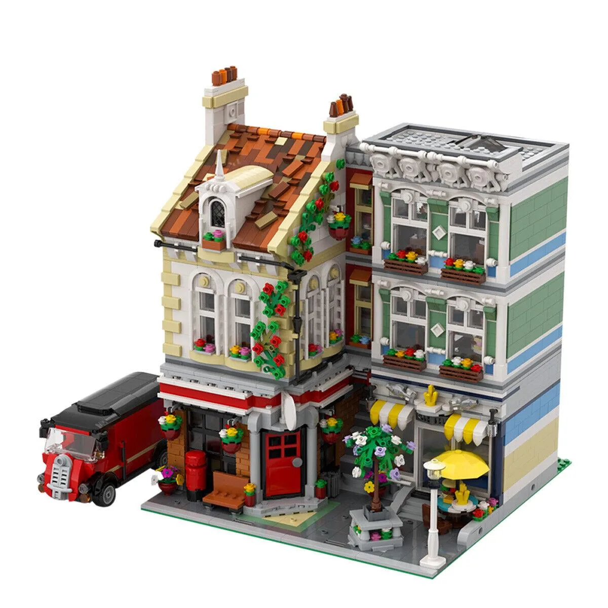 ZITIANYOUBUILD ZITIANYOUBUILD C4535 Post Office Fish Chip Shop Vintage Mail Van 3450 Parts — product photo
