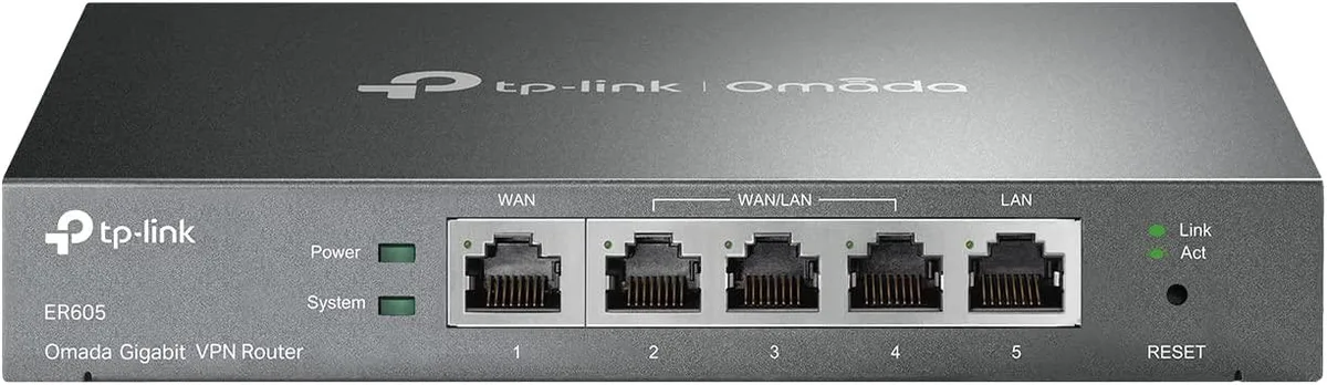 TP-Link ER605 wired VPN router in metal desktop case