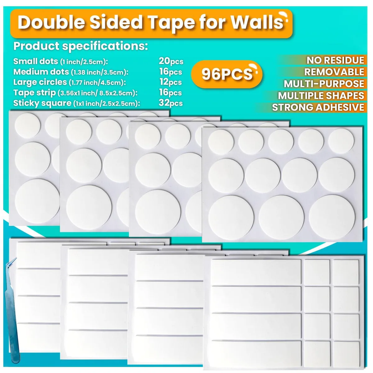  Birllaid BLD-20230329-DSQ adhesive fasteners 96 pieces — product photo