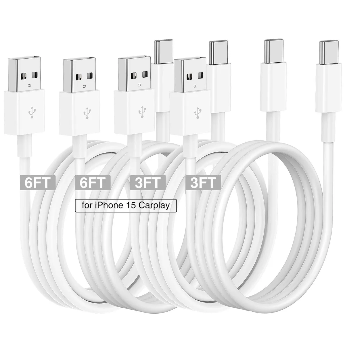GE USB-A to USB-C CarPlay Cable 25 ft Black — product photo