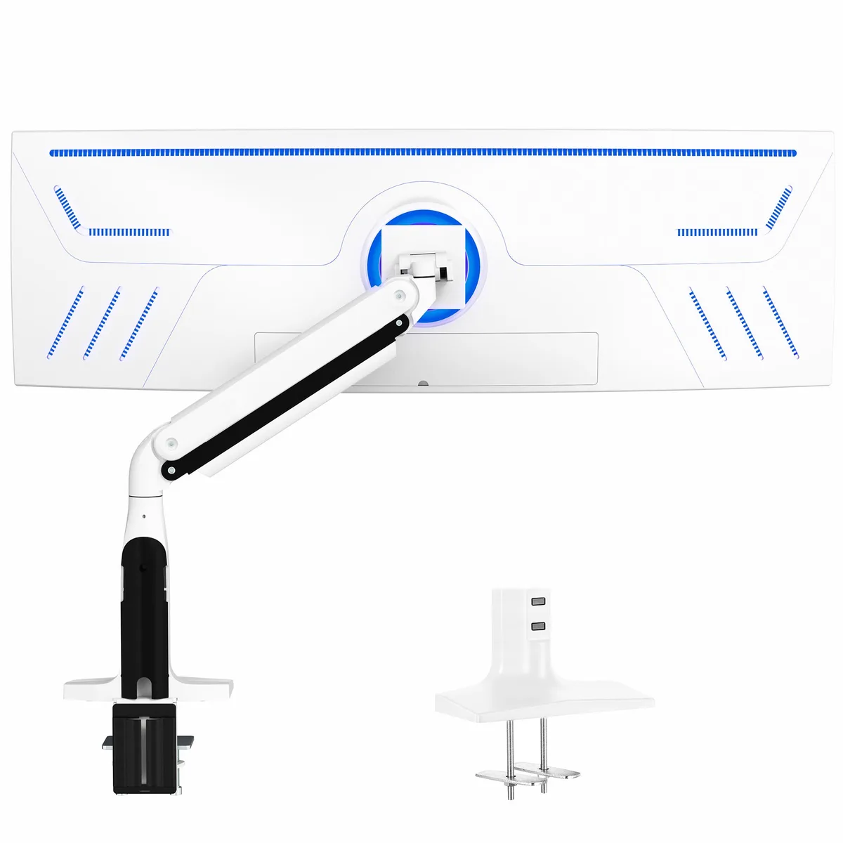 VIVO VIVO Single Ultra Wide Monitor Pneumatic Spring Desk Mount White Max VESA 200x100 — product photo
