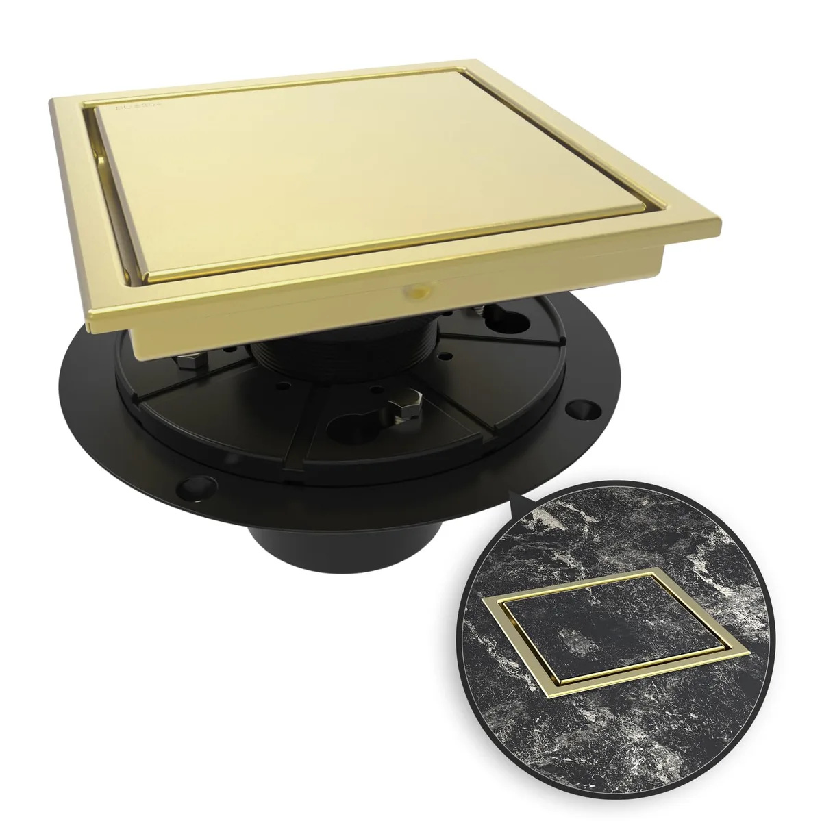  WEBANG SD493106 6 inch Square Shower Drain Brushed Gold 12 pack — product photo