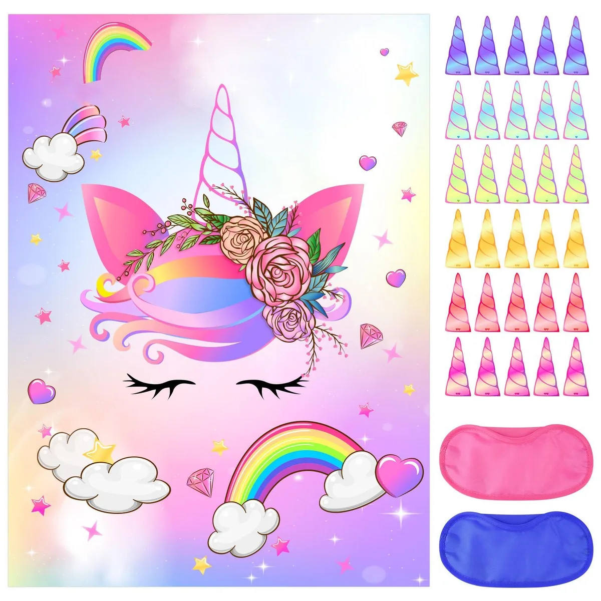  Worry Free Gadgets Pin The Horn Unicorn Game 30 Horns — product photo