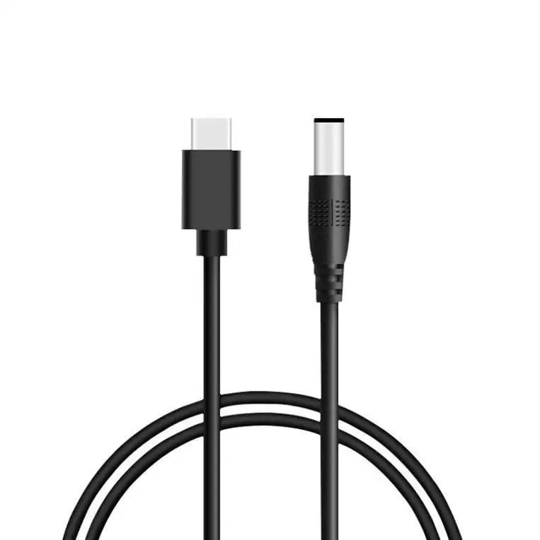 Black USB-C to 5.5mm DC power cable, 1m long