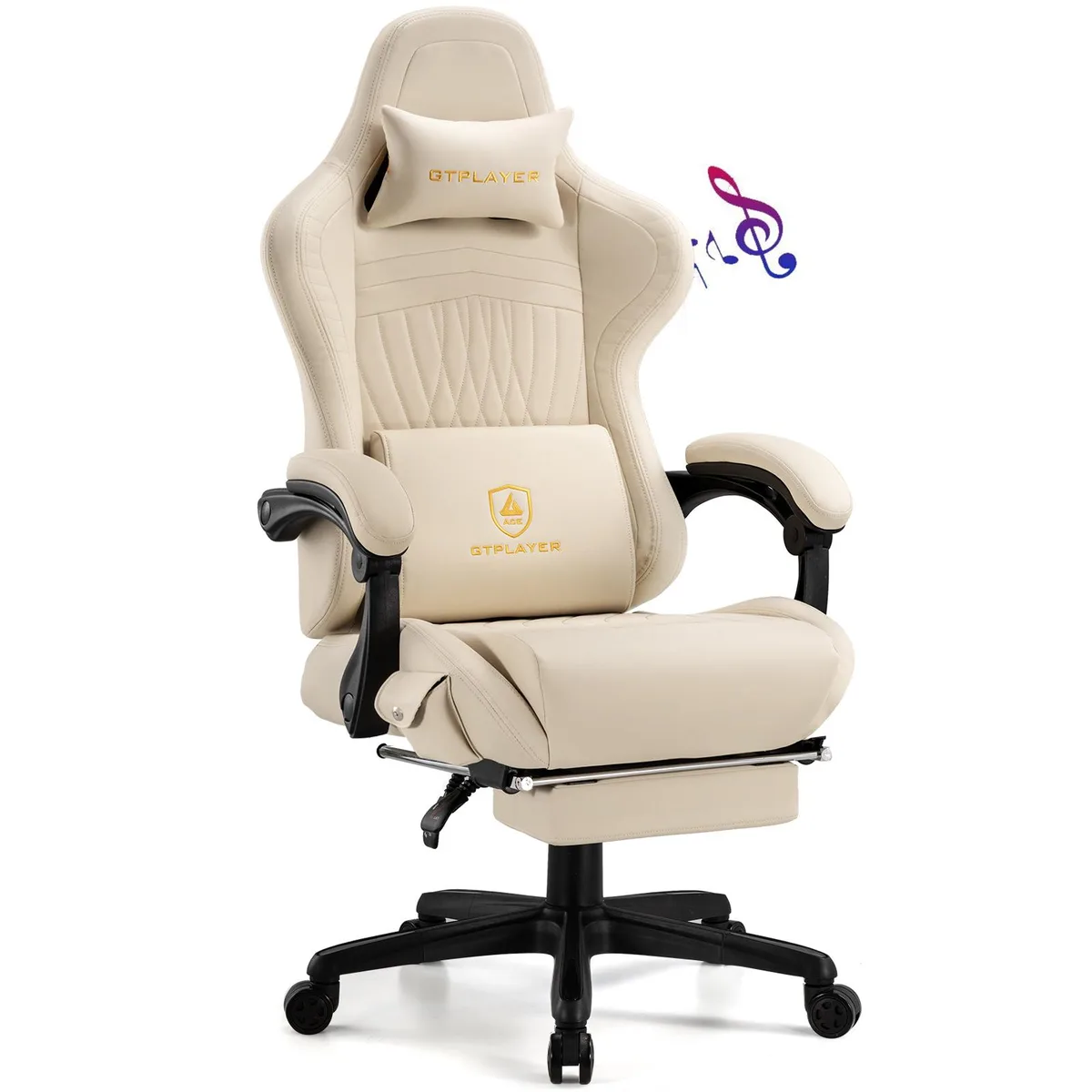 GTPLAYER GTPLAYER Gaming Chair Red Bluetooth 5.1 Footrest 150° Recline 330 lb — product photo