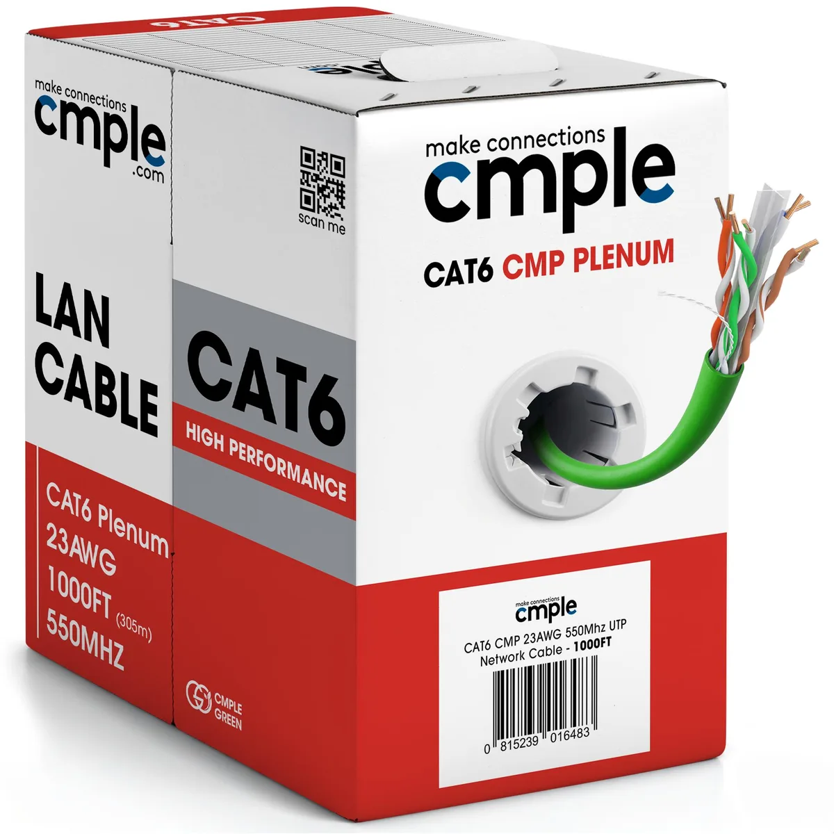 CMPLE CMPLE Cat6 Plenum Ethernet Cable 1000ft 550MHz UTP Green — product photo