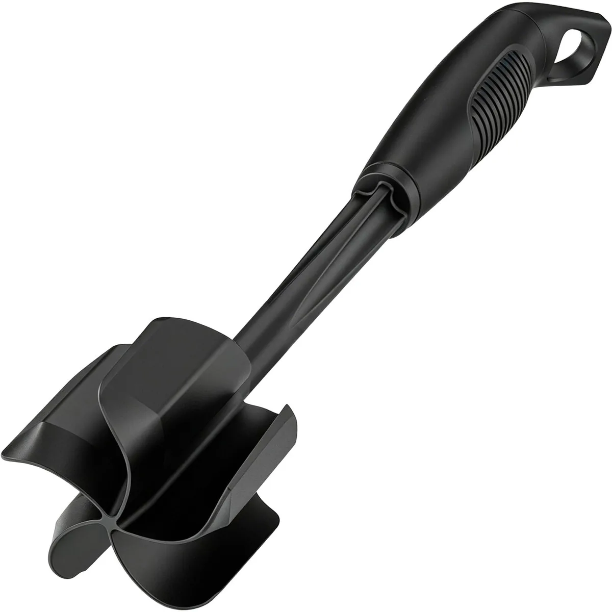 Black nylon meat chopper with five curved blades and ergonomic handle, 11.42 inches long