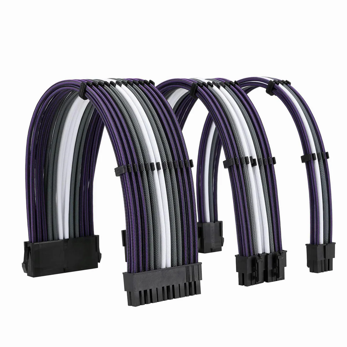 FormulaMod FormulaMod Internal Power Cable Kit 18AWG ATX 24P EPS 8P PCI-E 8P 180° Purple Black Grey White — product photo