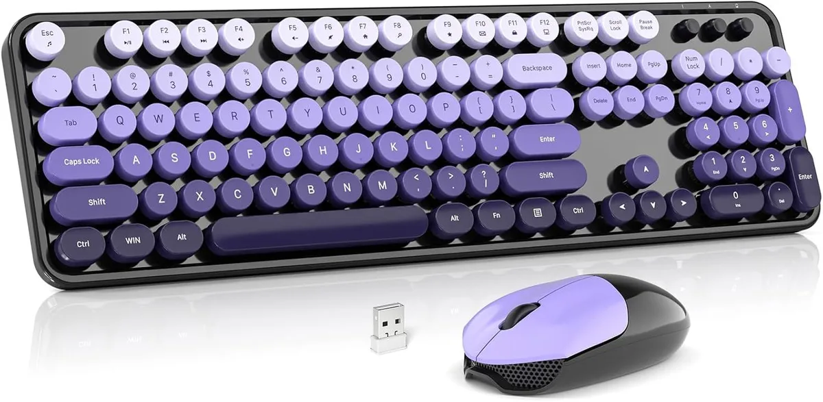 TUKO TUKO Wireless Keyboard Mouse Combo MOWUX Colorful PC Black Purple Gradient — product photo