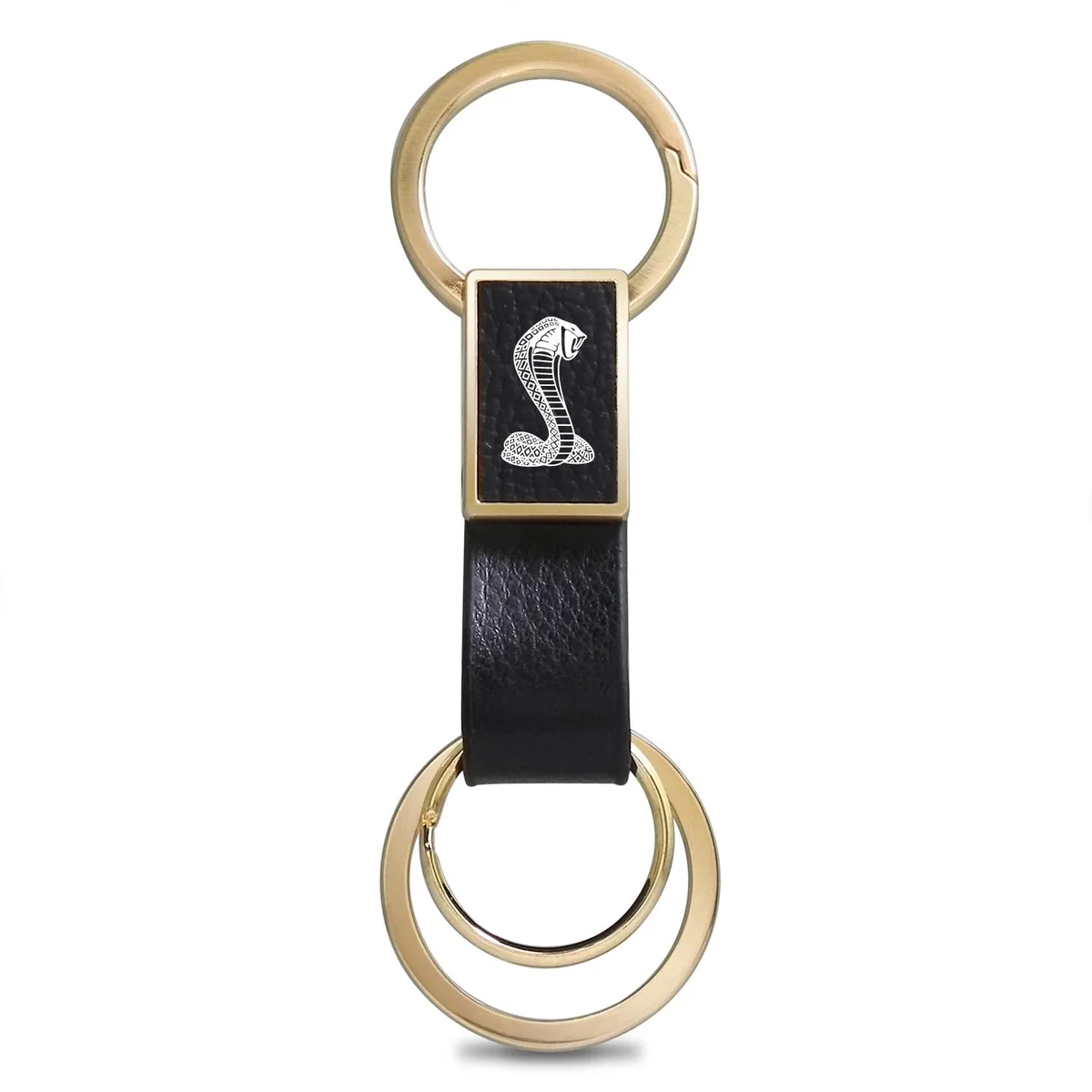 iPick Image, LLC iPick Image, LLC Ford Mustang Cobra Black Leather Golden Metal Key Chain — product photo