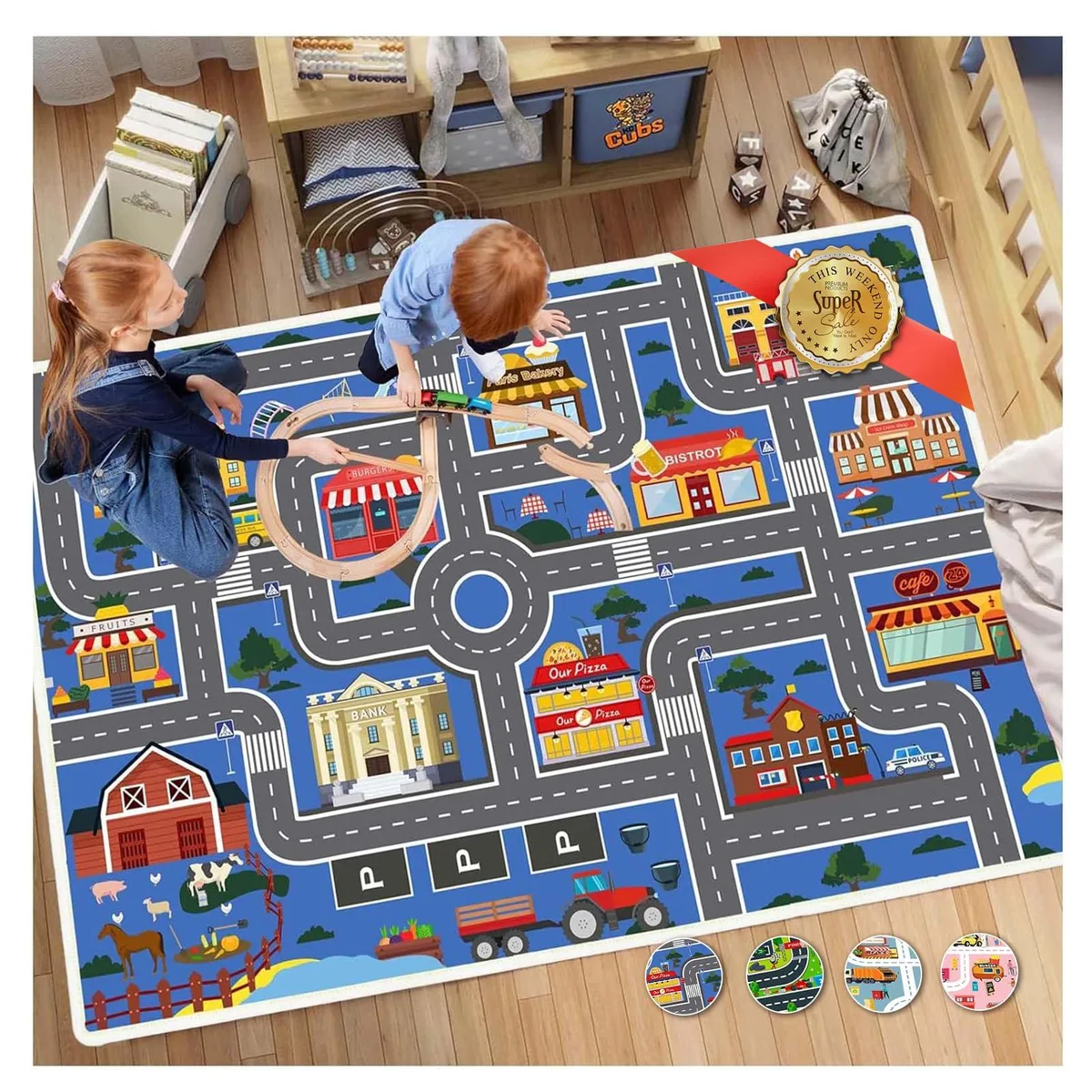  Xyrjova YRJ-BL Blue Area Rug 31x47 inches — product photo