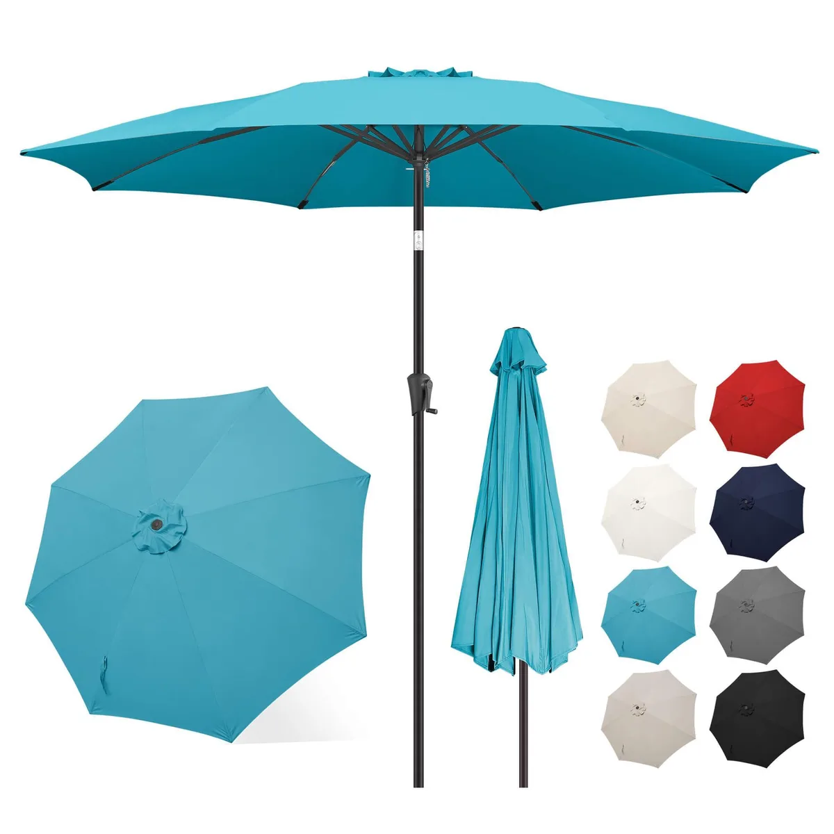 10ft Patio Umbrella Crank Lift Aqua Blue — product photo