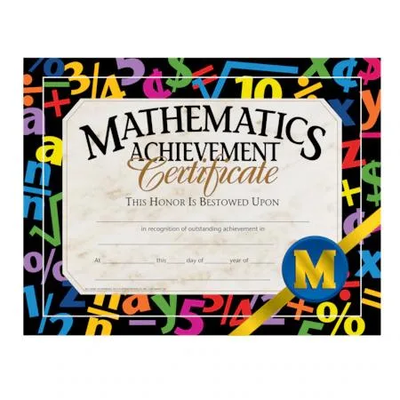 Hayes Hayes VA581-5 Mathematics Achievement Certificate Paper Pack of 5 — product photo