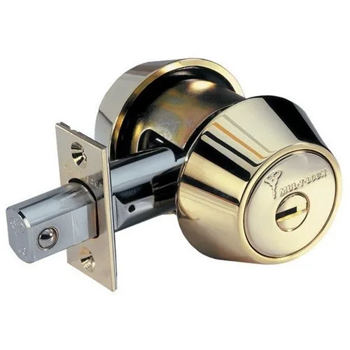 Bright brass double cylinder deadbolt with keyways on both sides