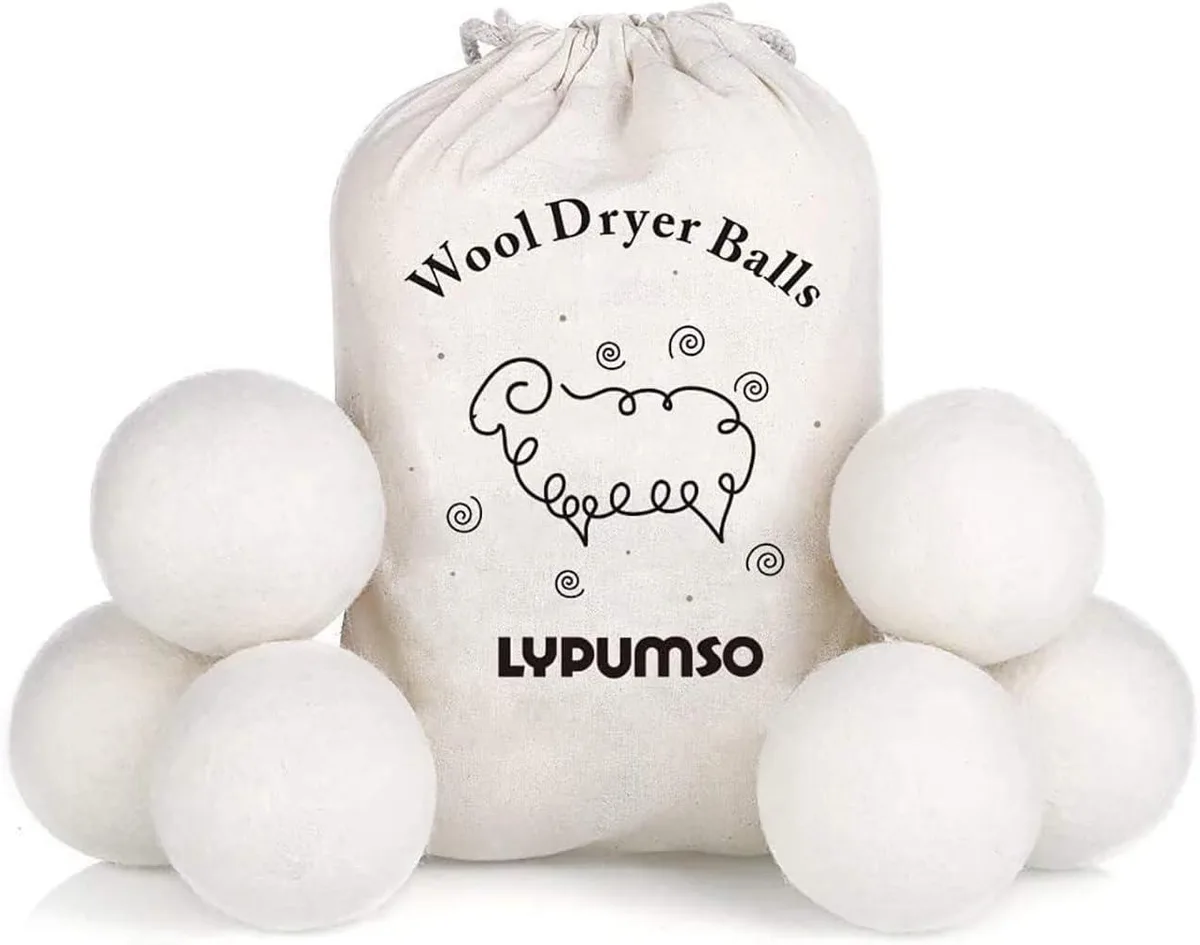  Lypumso YMQ-01 fabric craft, XL white wool dryer balls, 6-pack, 7.7 x 15 x 21.6 cm — product photo