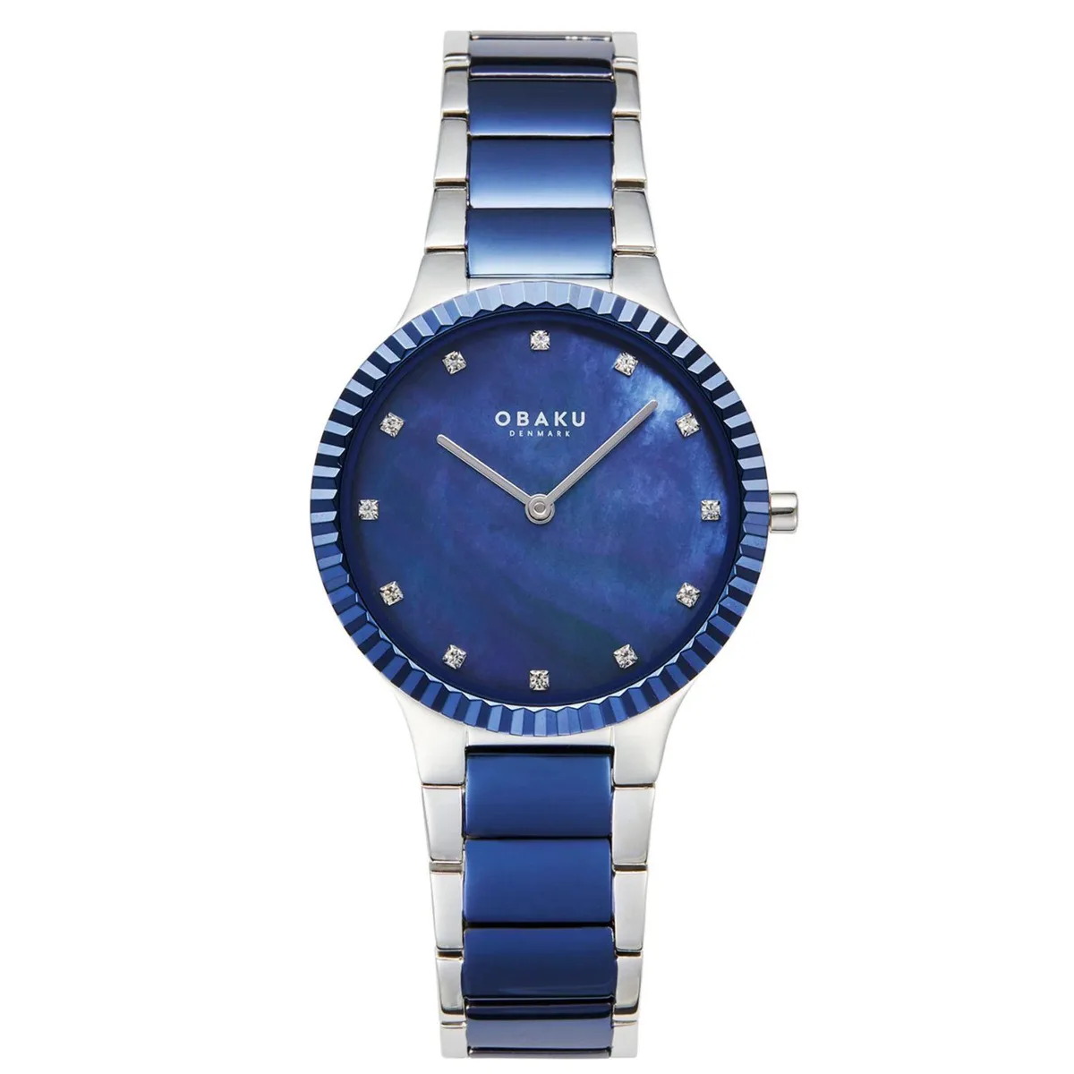 Obaku Linje watch with blue dial and stainless steel bracelet