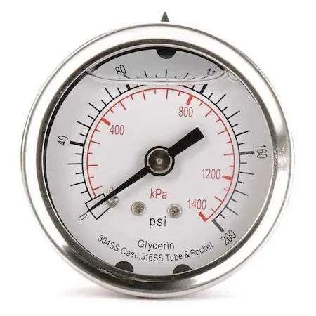 Value Brand Value Brand Commercial Pressure Gauge 0 to 200 psi 2 in Dial 1/4 in — product photo
