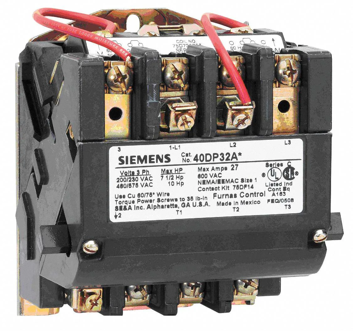 SIEMENS 40DP32AF 3-pole magnetic contactor, open frame, screw terminals, surface mount, grey enclosure