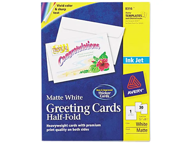 Avery Avery 8316 Half-Fold Greeting Cards Matte 30 Cards — product photo