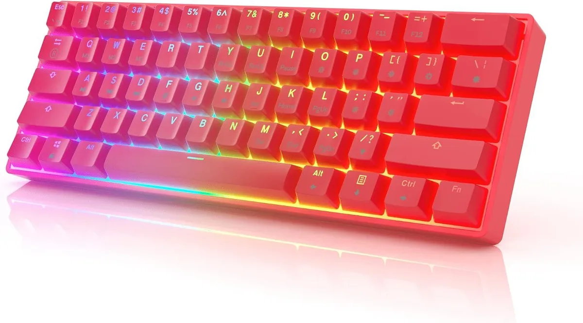 TUKO TUKO 60% Gaming Keyboard 61 Keys Gateron Optical Red Switches Red — product photo