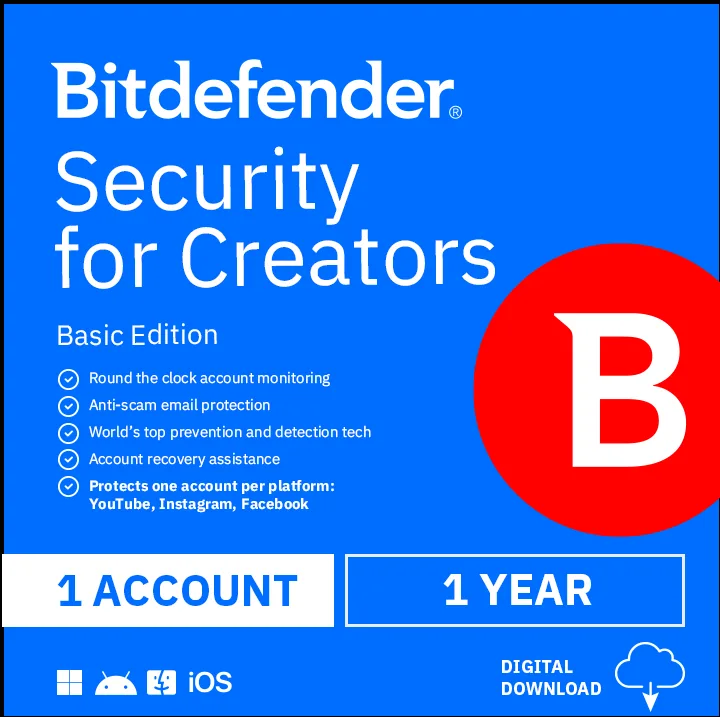BitDefender BitDefender CS25ZZCSN1203LEN Security for Creators Basic internet security — תמונת המוצר