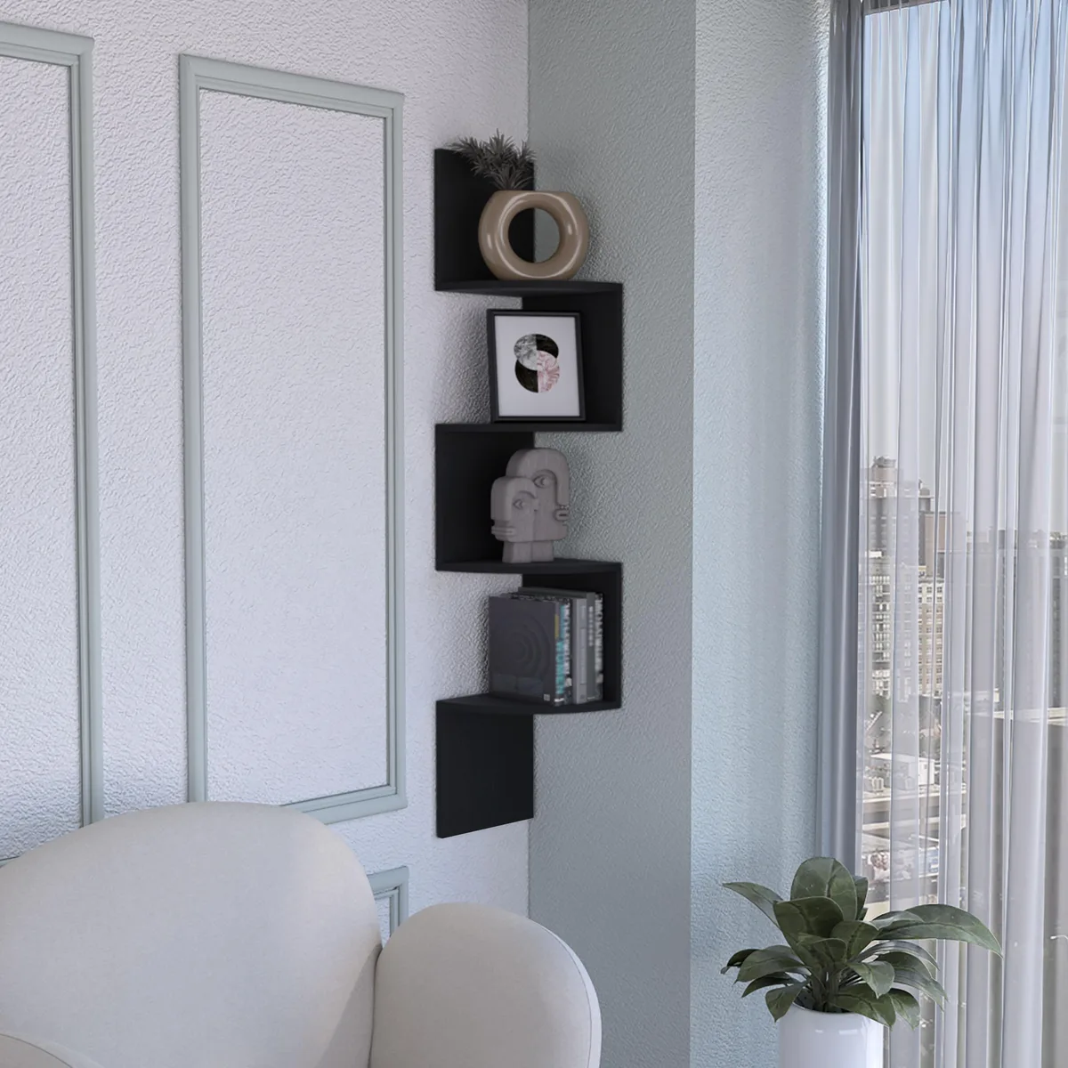 tuphen tuphen Rosset Corner Shelf Black 9.8" shelves — product photo