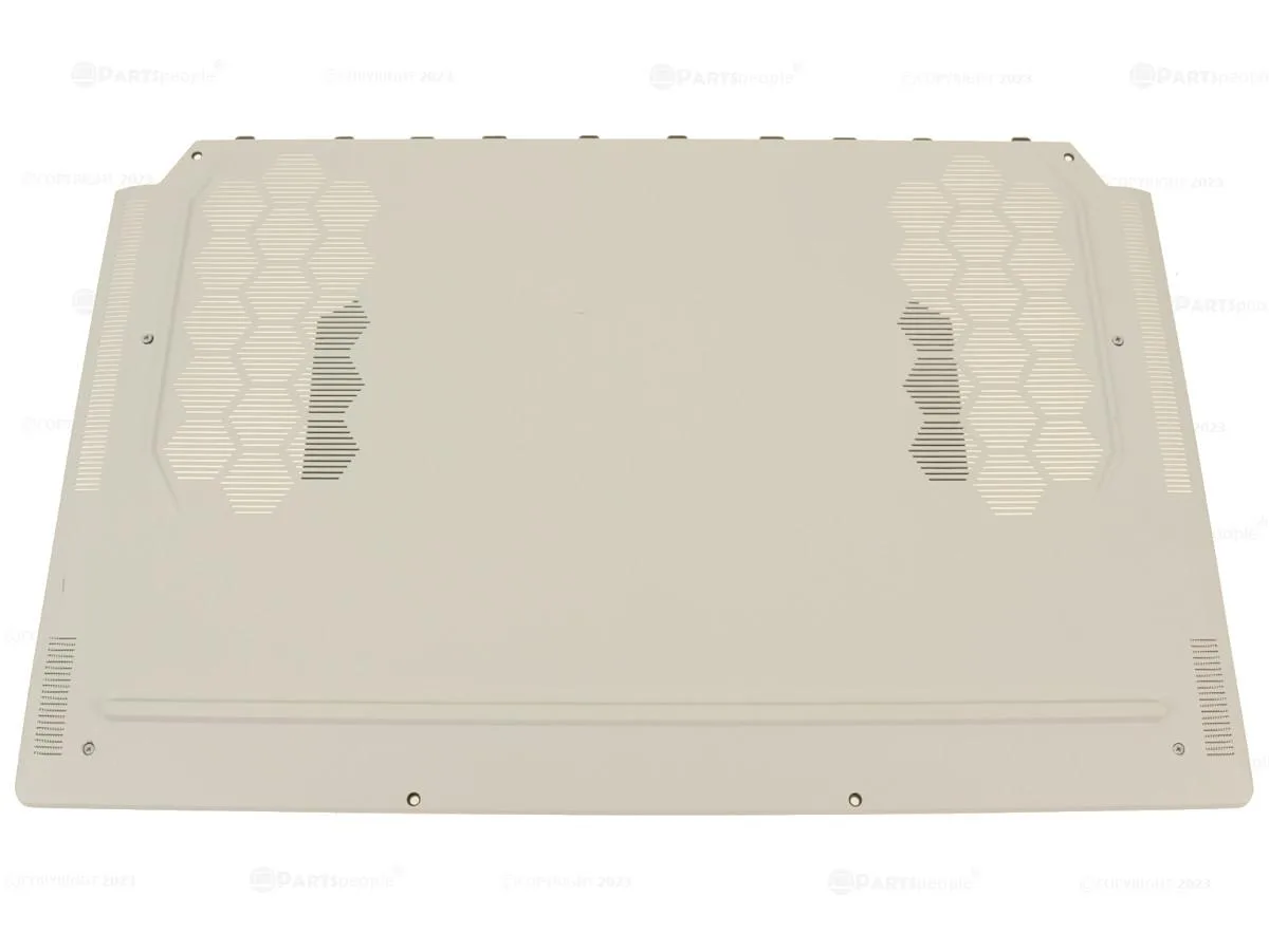 Alienware x17 R2 bottom access panel with four captive screws and rubber foot