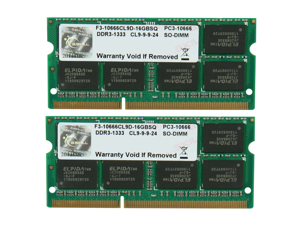G.SKILL G.SKILL F3-10666CL9D-16GBSQ 16GB (2 x 8GB) DDR3 1333 laptop RAM — product photo