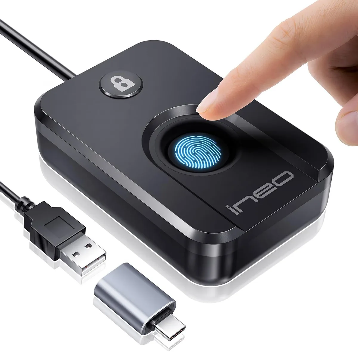 ineo FP02 USB Fingerprint Reader surveillance accessory — product photo