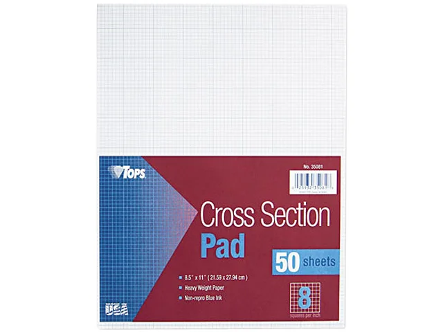 TOPS TOPS 35081 Cross Section Pad, 8 sq/in, Letter, 50 Sheets — product photo