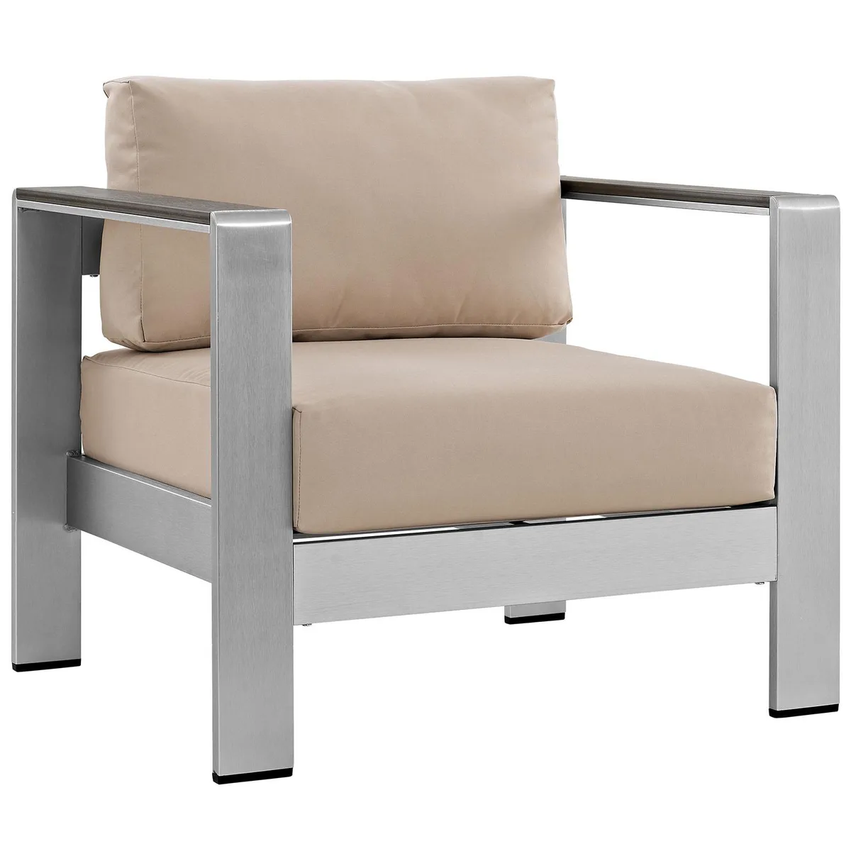 Modway Furniture Modway Furniture Shore Outdoor Armchair Silver Beige 27.5"L x 32"W x 25"H — product photo