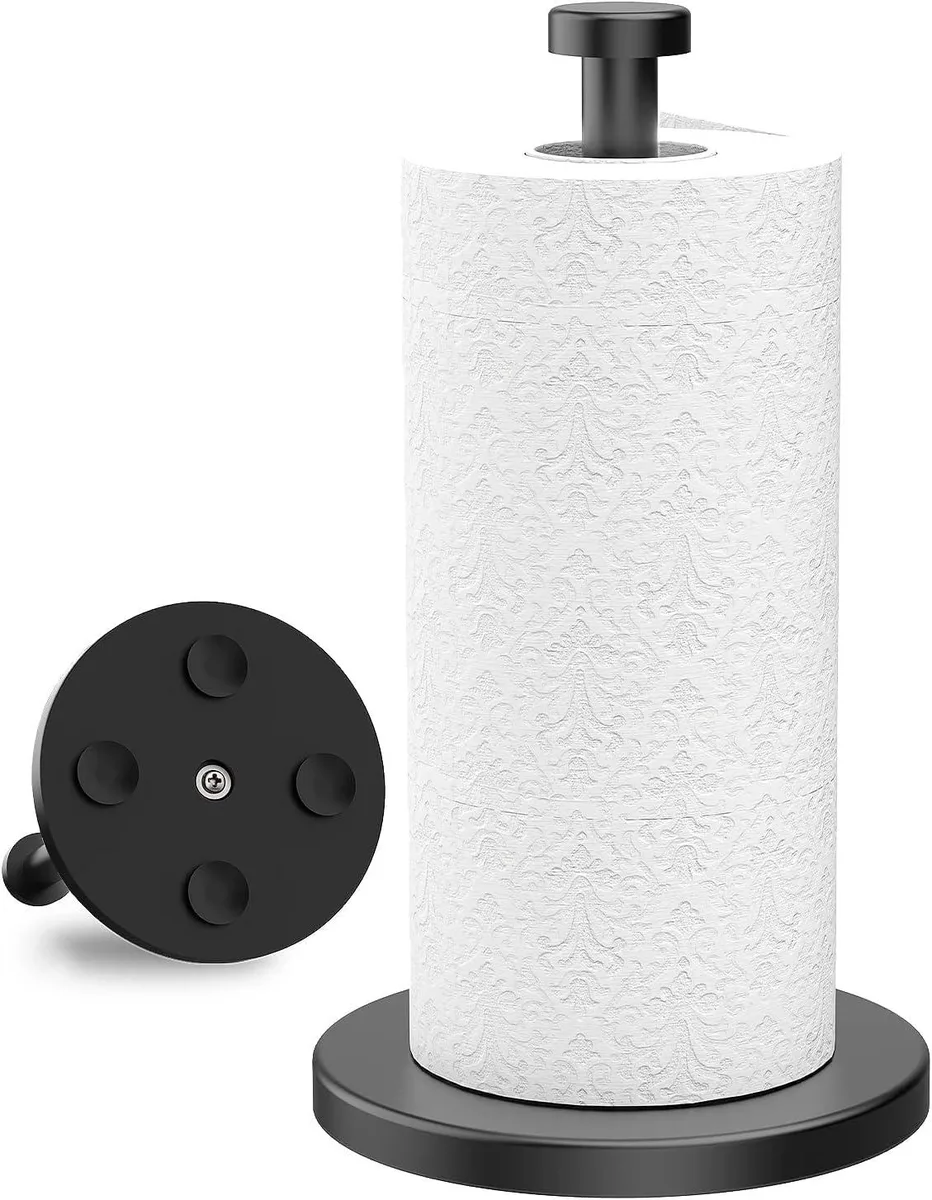  VEHHE Paper Towel Holder Black Stainless Steel 13.39 x 6.69 x 1.38 inches — product photo