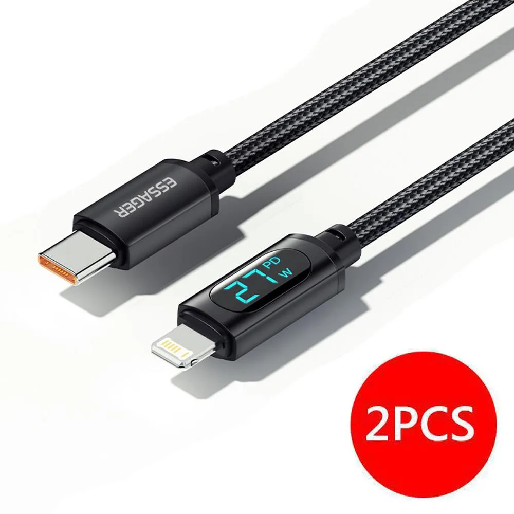 ESTONE ESTONE Essager XRI USB-C to Lightning Cable with LED Display 6.6ft 29W 2-Pack — product photo